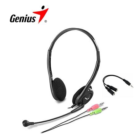 AUDIFONO C/MICROF. GENIUS HS-200C MULTIPLATAFORMA 2X3.5MM/3.5MM BLACK