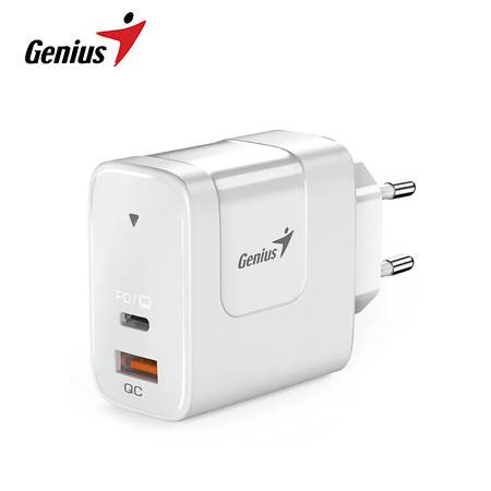 CARGADOR DE PARED GENIUS PD-65AC 65W FAST CHARGE 1 USB-C 1 USB-A WHITE