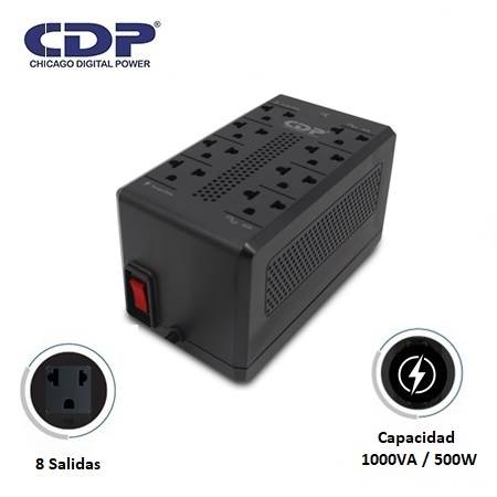 ESTABILIZADOR CDP RAVR1008I 1000VA/500W 8 SALIDAS