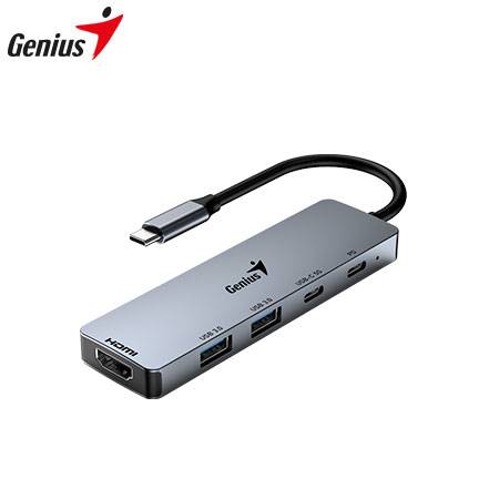 HUB USB-C GENIUS UH-500 2 USB-A 3.0 / 1 USB-C / 1 HDMI 4K POWER DELIVERY 100W SILVER