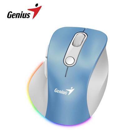 MOUSE GENIUS RECARGABLE DUAL WIRELESS/BT ERGO 9000S PRO 6-BOT SILENT RGB LIGHT BLUE
