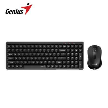 TECLADO GENIUS + MOUSE WIRELESS LUXEMATE Q8100 AI COPILOT COMPACT MULTIMEDIA SP BLACK