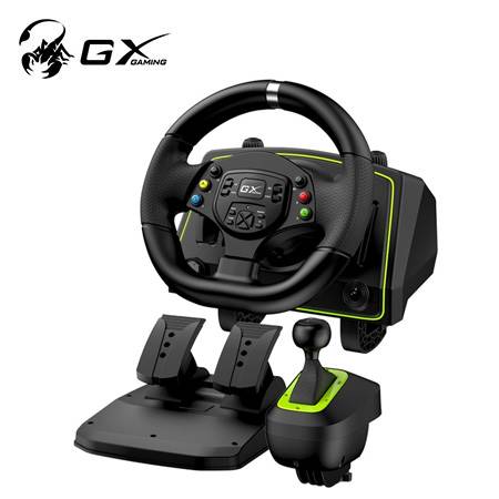 TIMON C/PEDAL + PALANCA GENIUS GX SPEED MASTER X2 DUAL MOTOR VIBRATION 1080° ROTACION PS4/PS3/PC USB BLACK