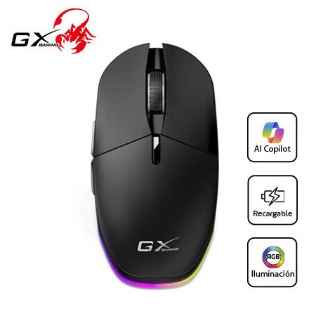 MOUSE GENIUS GX RECARGABLE DUAL WIRELESS/BT SCORPION M8250 AI COPILOT 3200 DPI 6-BOT RGB BLACK