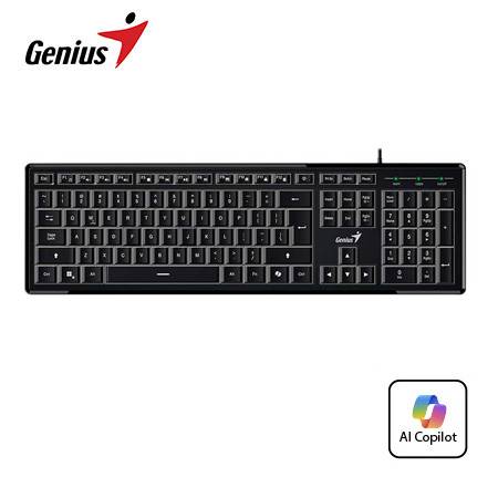TECLADO GENIUS SLIMSTAR 820 AI COPILOT ANTI-GHOSTING RETROILUMINADO USB SP BLACK