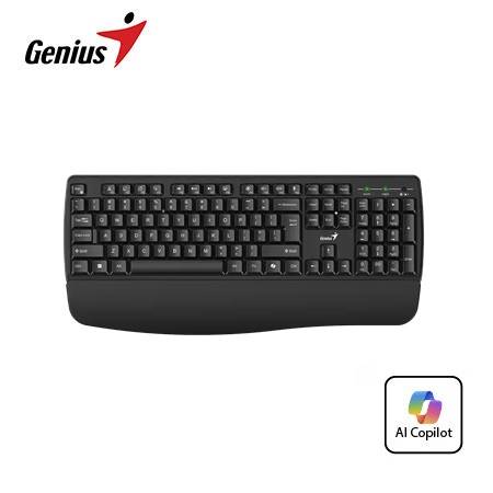 TECLADO GENIUS WIRELESS KB-7123 AI COPILOT MULTIMEDIA/EDICIÓN REPOSAMUÑECA USB SP BLACK
