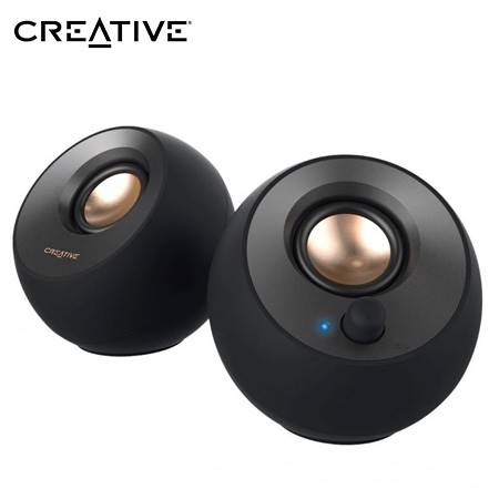 PARLANTE CREATIVE PEBBLE V2 2.0 8W/16W 3.5MM USB-C-POWER BLACK