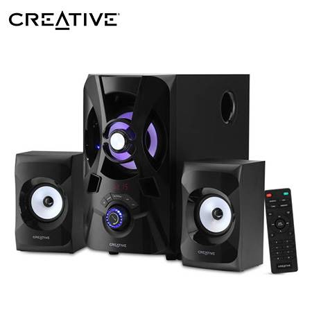 PARLANTE CREATIVE E2900 2.1 60W/120W BT/ FM/ USB/ SD/ 3.5MM 220V LUZ LED BLACK