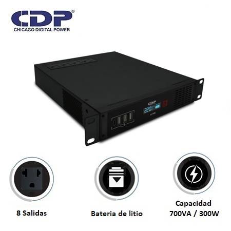 UPS CDP INTERACTIVO PORTATIL LI-708I 700VA/330W/8SALIDAS/BATERIA LITIO